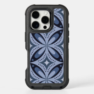 Blue Geometric Pattern Retro Style iPhone 16 Pro Case
