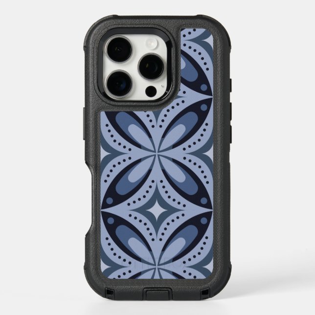 Blue Geometric Pattern Retro Style Otterbox iPhone Case (Back)