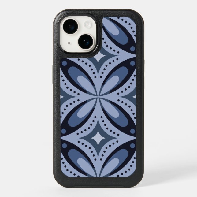 Blue Geometric Pattern Retro Style Otterbox iPhone Case (Back)