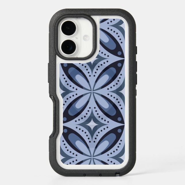 Blue Geometric Pattern Retro Style Otterbox iPhone Case (Back)