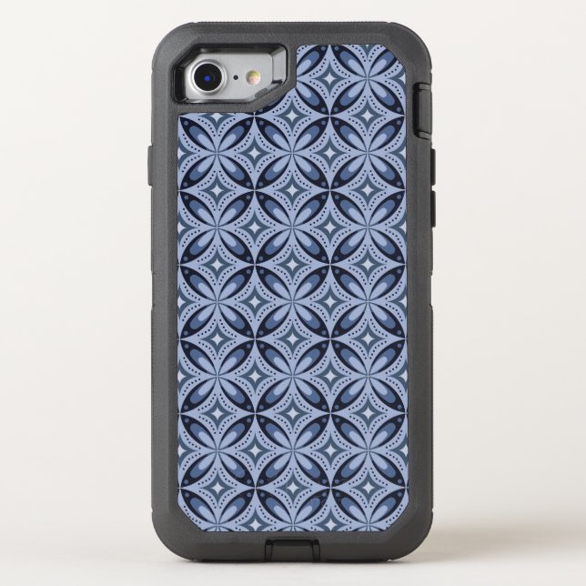 Blue Geometric Pattern Retro Style Otterbox iPhone Case (Back)