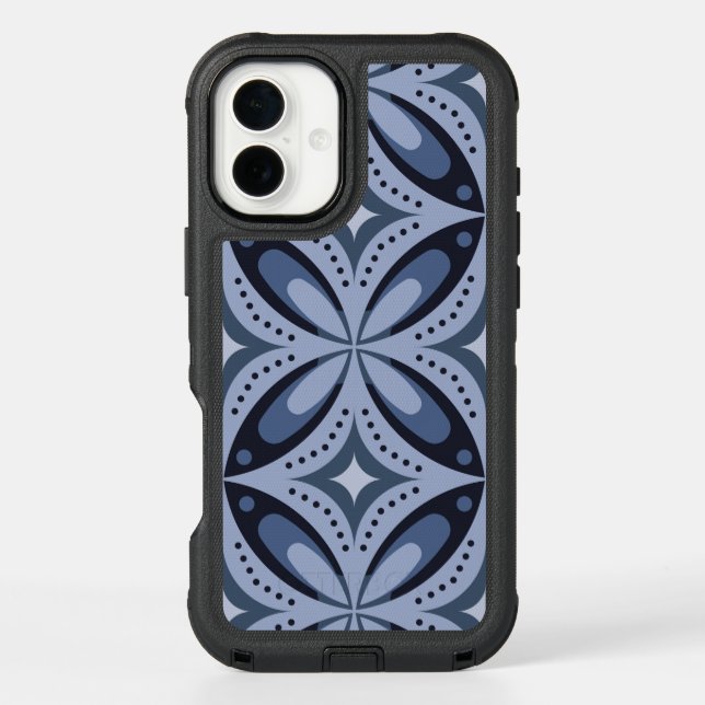 Blue Geometric Pattern Retro Style Otterbox iPhone Case (Back)