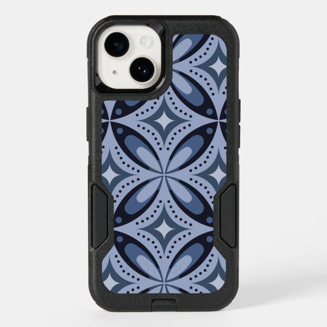 Blue Geometric Pattern Retro Style Otterbox iPhone Case (Back)