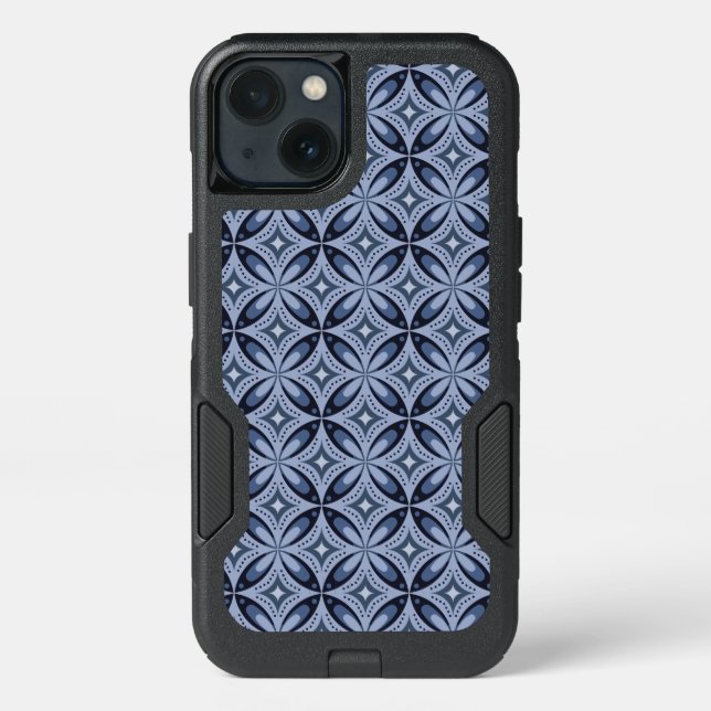 Blue Geometric Pattern Retro Style Otterbox iPhone Case (Back)