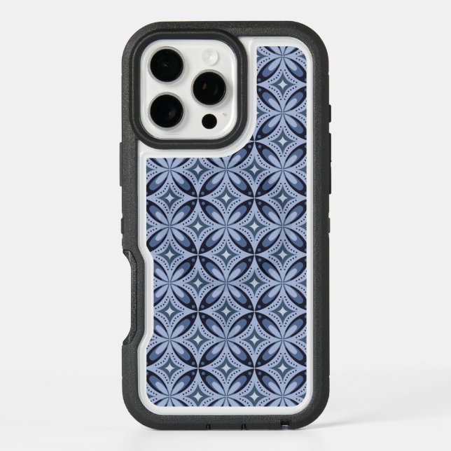 Blue Geometric Pattern Retro Style Otterbox iPhone Case (Back)