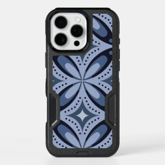 Blue Geometric Pattern Retro Style iPhone 16 Pro Max Case