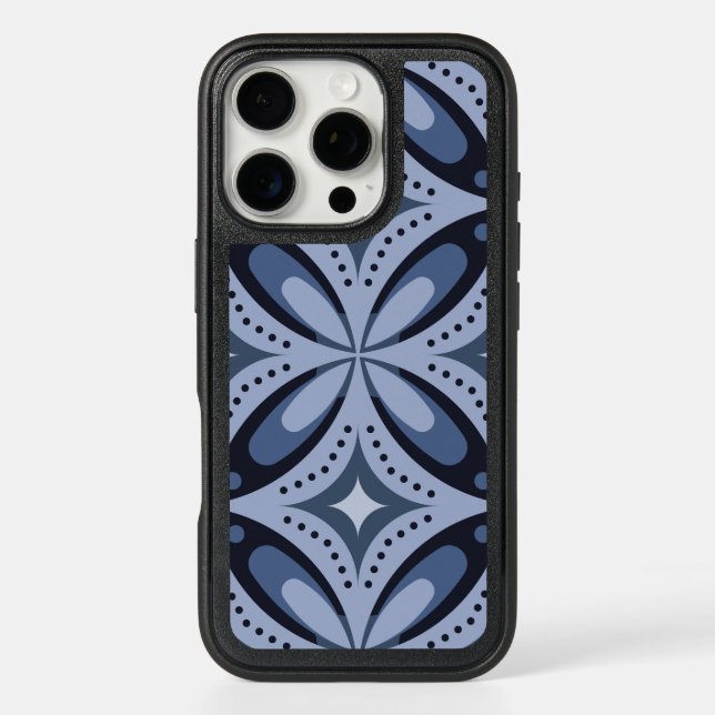 Blue Geometric Pattern Retro Style Otterbox iPhone Case (Back)