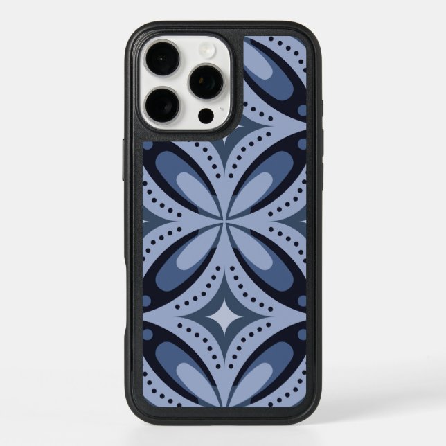 Blue Geometric Pattern Retro Style Otterbox iPhone Case (Back)
