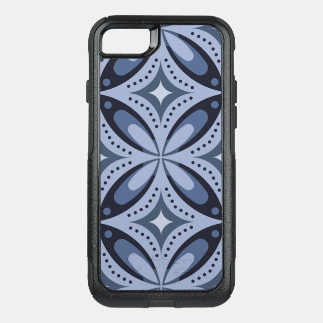 Blue Geometric Pattern Retro Style Otterbox iPhone Case (Back)