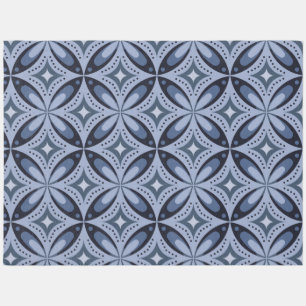 Blue Geometric Pattern Retro Style Outdoor Rug