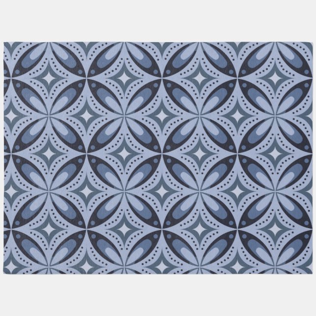 Blue Geometric Pattern Retro Style Outdoor Rug (Front)