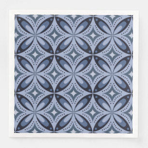 Blue Geometric Pattern Retro Style Paper Dinner Napkins