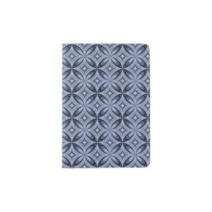 Blue Geometric Pattern Retro Style Passport Holder