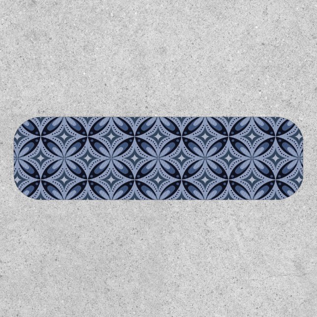 Blue Geometric Pattern Retro Style Patch (Front)