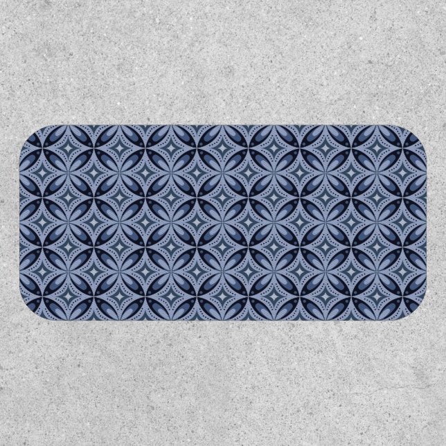 Blue Geometric Pattern Retro Style Patch (Front)