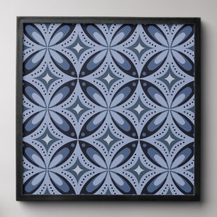 Blue Geometric Pattern Retro Style Peel And Stick Photo Tile