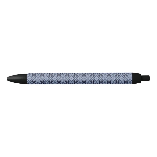 Blue Geometric Pattern Retro Style Pen (Front)