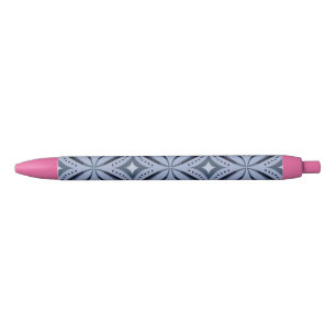 Blue Geometric Pattern Retro Style Pen