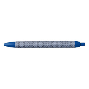 Blue Geometric Pattern Retro Style Pen
