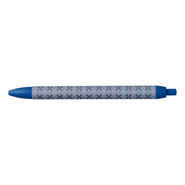 Blue Geometric Pattern Retro Style Pen (Front)