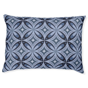 Blue Geometric Pattern Retro Style Pet Bed