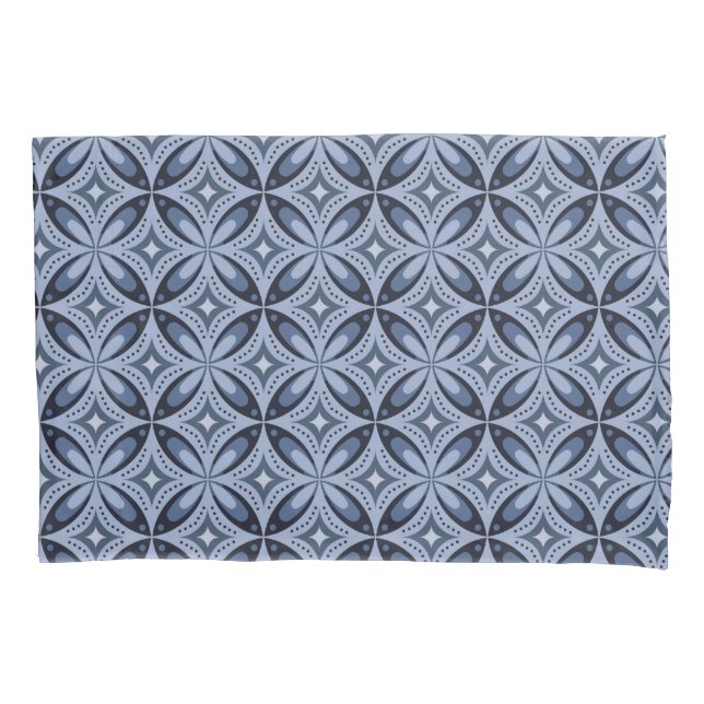 Blue Geometric Pattern Retro Style Pillow Case (Front)