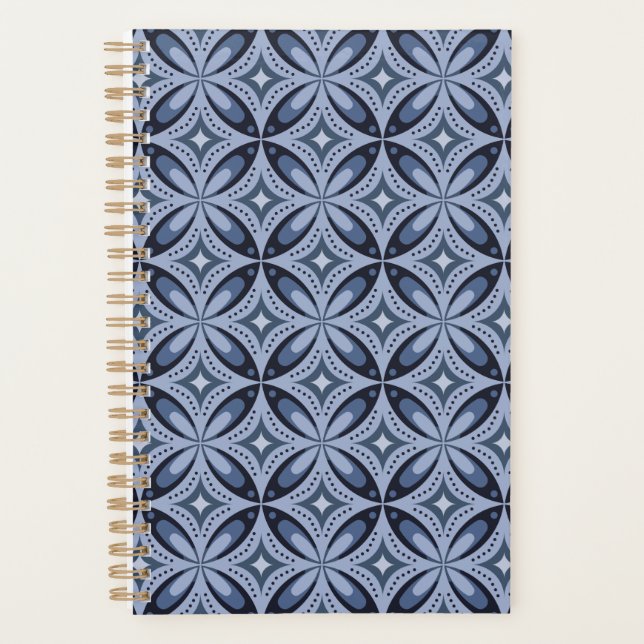Blue Geometric Pattern Retro Style Planner (Front)