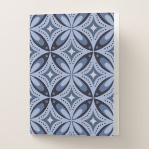 Blue Geometric Pattern Retro Style Pocket Folder