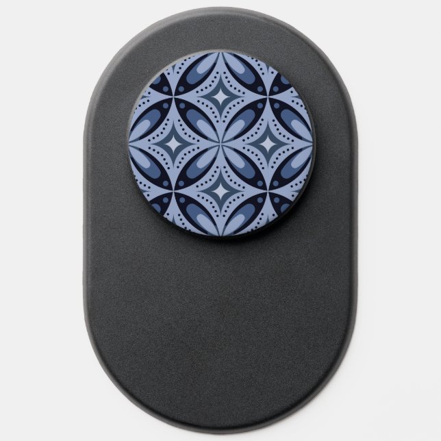 Blue Geometric Pattern Retro Style PopSocket (Popsocket)