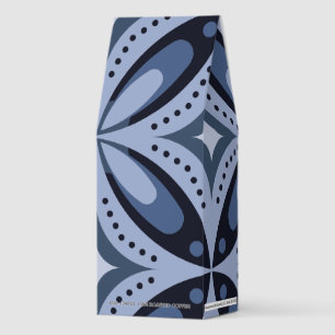 Blue Geometric Pattern Retro Style Roasted Coffee
