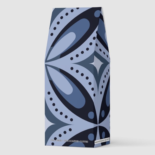 Blue Geometric Pattern Retro Style Roasted Coffee (Front)
