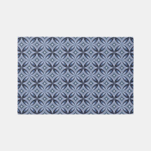 Blue Geometric Pattern Retro Style Rug