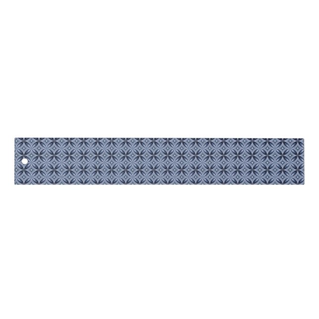 Blue Geometric Pattern Retro Style Ruler (Front)