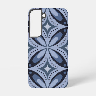 Blue Geometric Pattern Retro Style Samsung Galaxy S22 Case