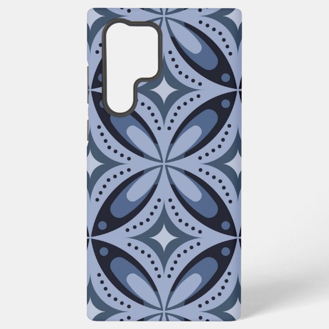 Blue Geometric Pattern Retro Style Samsung Galaxy Case (Back)