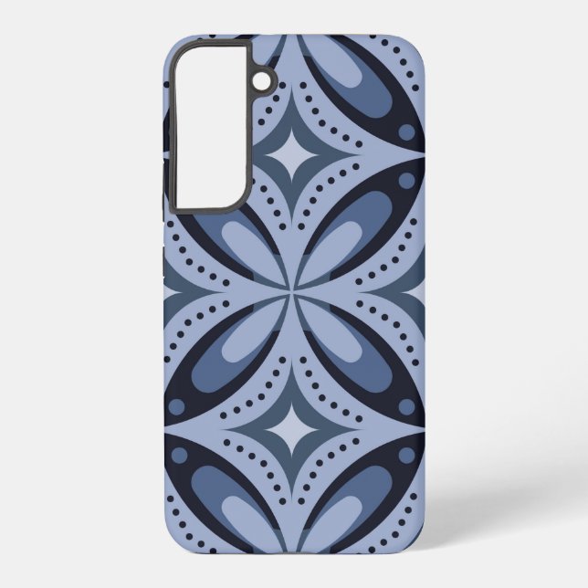 Blue Geometric Pattern Retro Style Samsung Galaxy Case (Back)