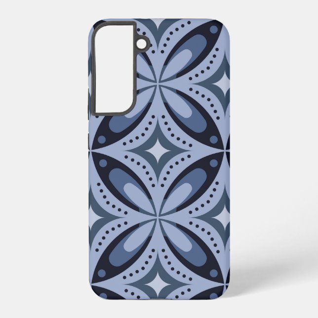 Blue Geometric Pattern Retro Style Samsung Galaxy Case (Back)