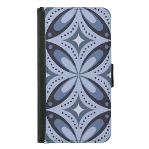 Blue Geometric Pattern Retro Style Samsung Galaxy S5 Wallet Case