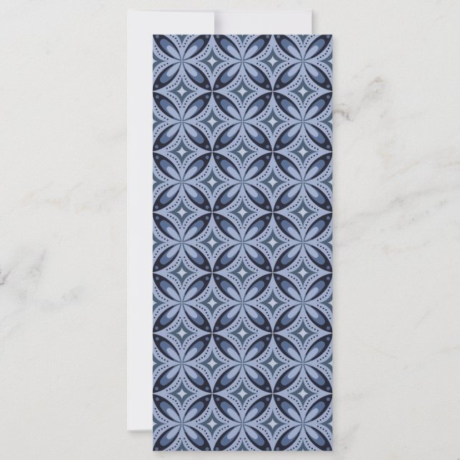 Blue Geometric Pattern Retro Style Save The Date (Front)
