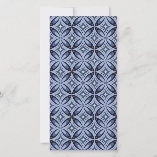 Blue Geometric Pattern Retro Style Save The Date (Front)