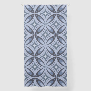 Blue Geometric Pattern Retro Style Sheer Curtains