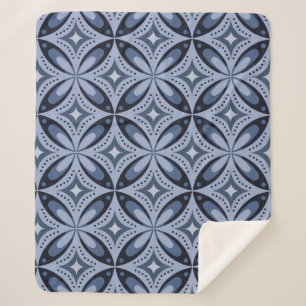 Blue Geometric Pattern Retro Style Sherpa Blanket