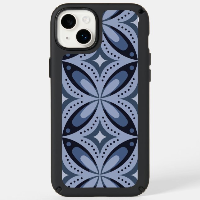 Blue Geometric Pattern Retro Style Speck iPhone Case (Front)