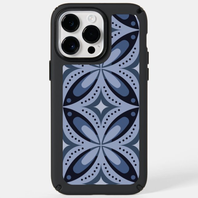 Blue Geometric Pattern Retro Style Speck iPhone Case (Front)