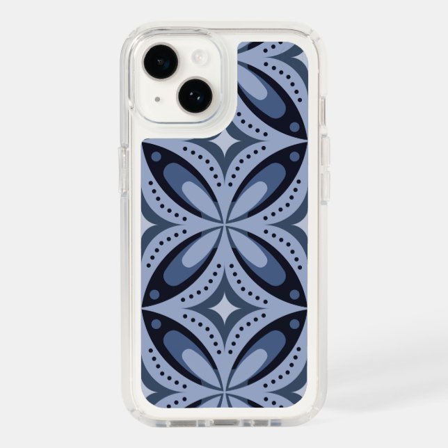 Blue Geometric Pattern Retro Style Speck iPhone Case (Front)