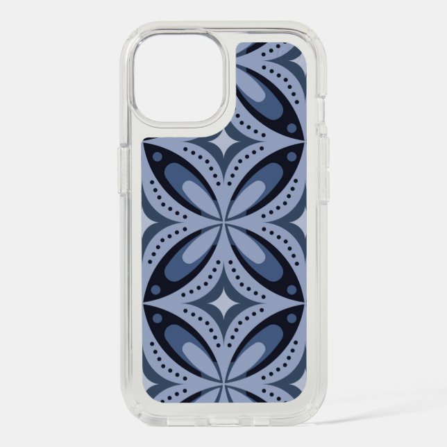 Blue Geometric Pattern Retro Style Speck iPhone Case (Front)