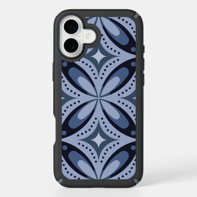Blue Geometric Pattern Retro Style Speck iPhone Case (Front)