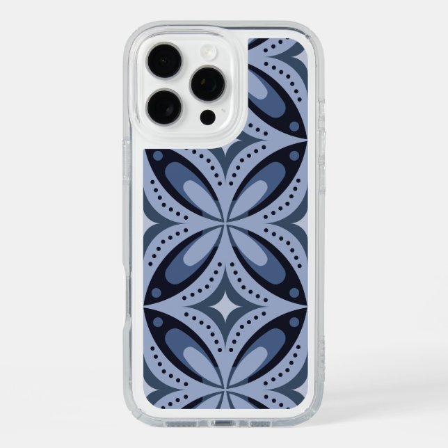 Blue Geometric Pattern Retro Style Speck iPhone Case (Front)