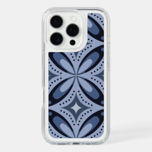 Blue Geometric Pattern Retro Style iPhone 16 Pro Case