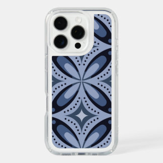 Blue Geometric Pattern Retro Style iPhone 16 Pro Case
